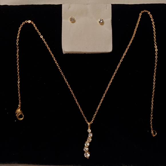 2 for $20 - NIB Necklace & Earring Set CZ in Goldt… - Picture 3 of 8